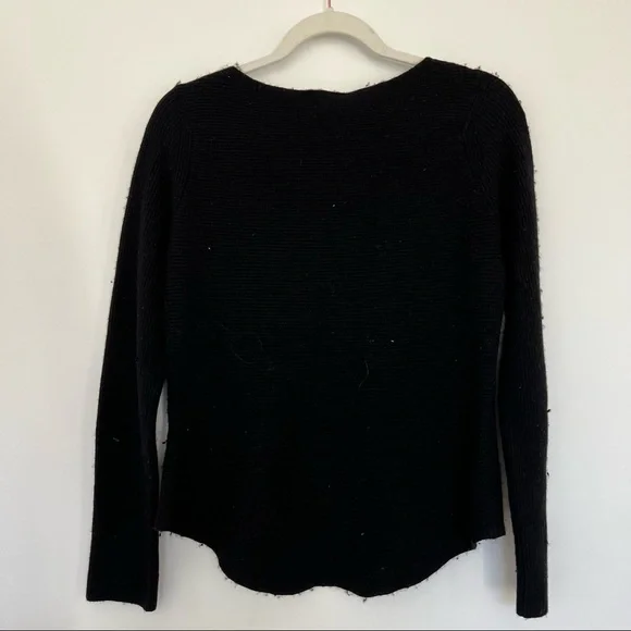 Women’s Long Sleeve Black Cashmere Shirt - Picture 3 of 4